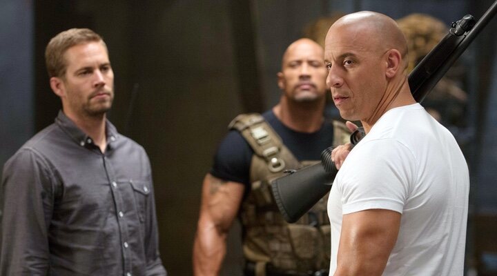  Paul Walker, Dwayne Johnson y Vin Diesel en 'Fast & Furious'