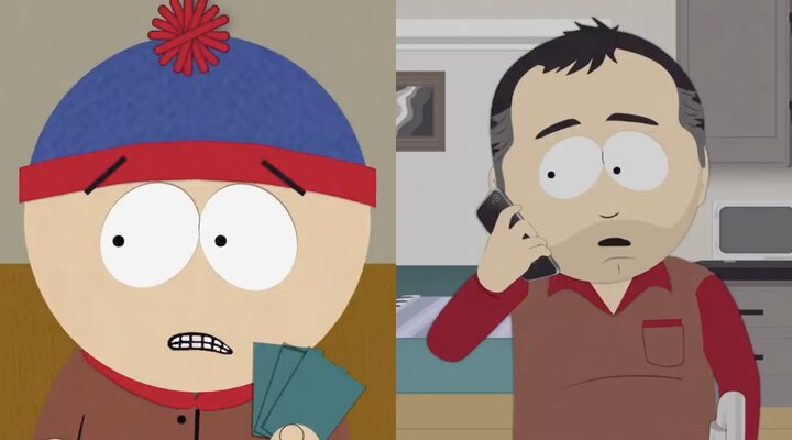 Stan en 'South Park' y como adulto en 'South Park: Post Covid'