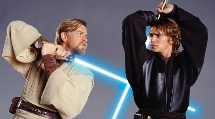  Ewan McGregor y Hayden Christensen en 'Star Wars'