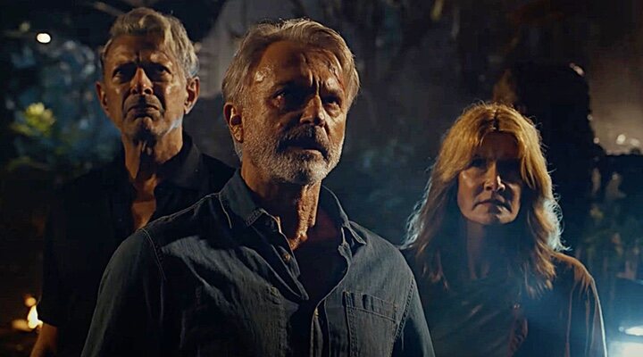  Jeff Goldblum, Sam Neill y Laura Dern en 'Jurassic World: Dominion' (2022)