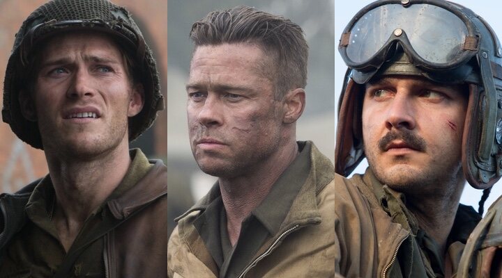 Scott Eastwood, Brad Pitt y Shia LaBeouf en 'Corazones de acero'