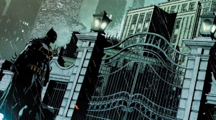 Batman en la puerta del Arkham Asylum