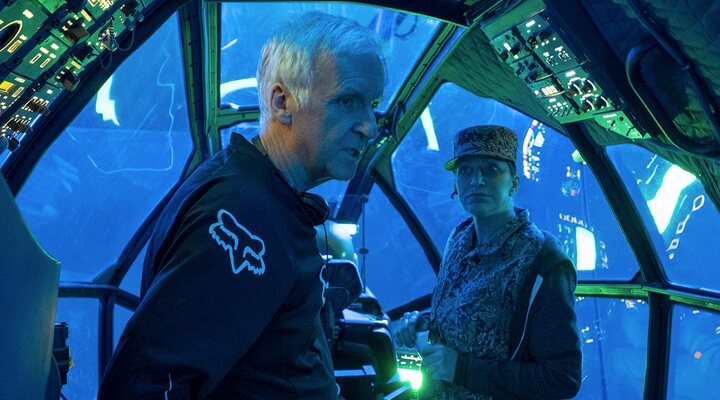 James Cameron y Edie Falco