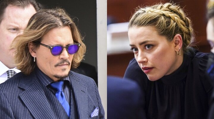 Johnny Depp y Amber Heard en su juicio en Virginia