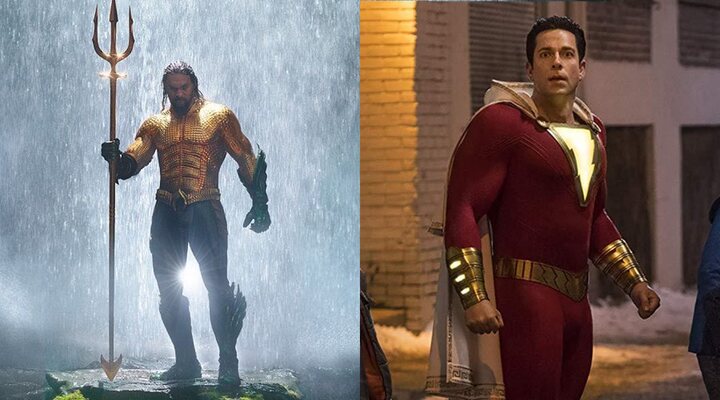 Jason Momoa en 'Aquaman' y Zachary Levi en '¡Shazam!