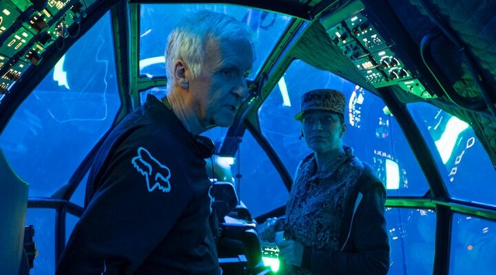 James Cameron y Eddie Falco en el rodaje de 'Avatar 2'