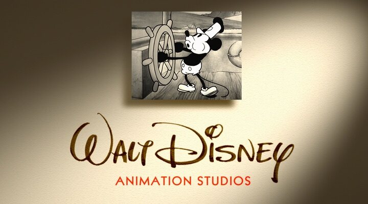 Logo de Walt Disney Animation Studios con 'Steamboat Willie'