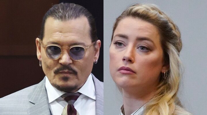 Johnny Depp y Amber Heard en el juicio por difamación