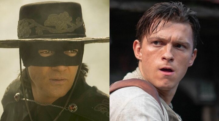 Antonio Banderas en 'La leyenda del Zorro' y Tom Holland en 'Uncharted'