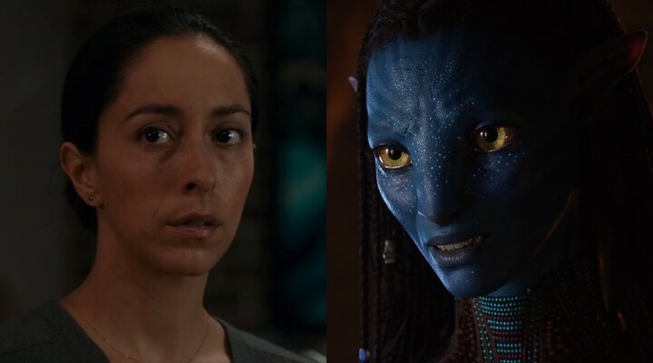 Oona Chaplin y Neytiri en 'Avatar: El sentido del agua'