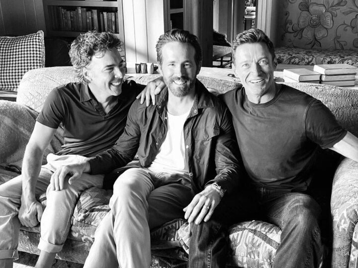 Shawn Levy, ryan Reynolds y Hugh Jackman