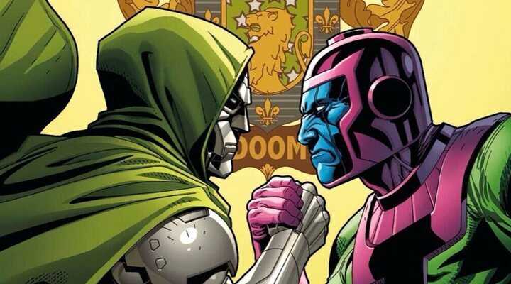 El Dr. Doom y Kang el Conquistador en una portada de cómic