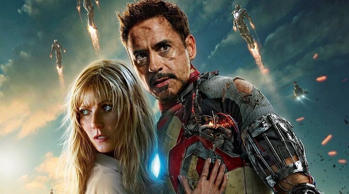 Gwyneth Paltrow y Robert Downey Jr. en 'Iron Man 3'