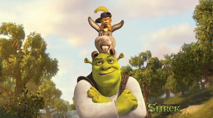 Shrek, Asno y el Gato con Botas en 'Shrek'