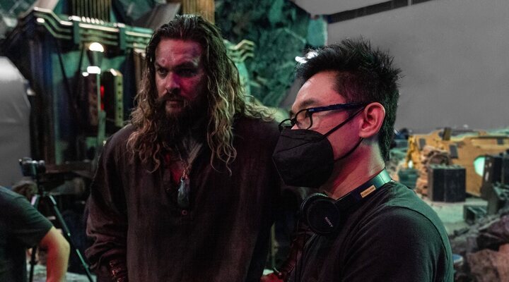 Jason Momoa y James Wan en el rodaje de 'Aquaman y el reino perdido'