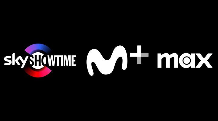 Logos de SkyShowtime, Movistar Plus+ y Max