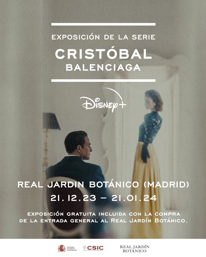 Cartel de la exposición de 'Cristóbal Balenciaga' en Madrid