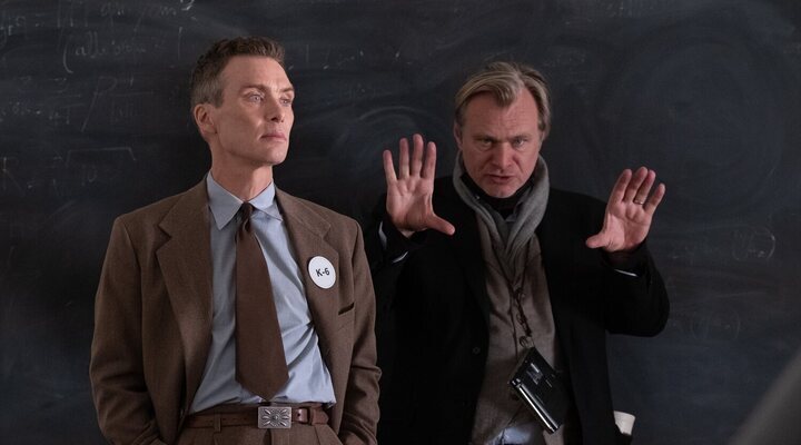 Cillian Murphy y Christopher Nolan en el rodaje de 'Oppenheimer'