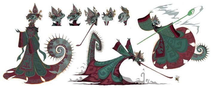 Concept art de Camaleona en 'Kung Fu Panda 4'