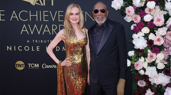 Nicole Kidman junto a Morgan Freeman en la gala