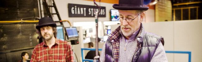 Peter Jackson y Steven Spielberg en el rodaje de Tintín