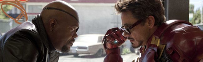 Samuel L. Jackson y Robert Downey Jr. en Iron Man 2