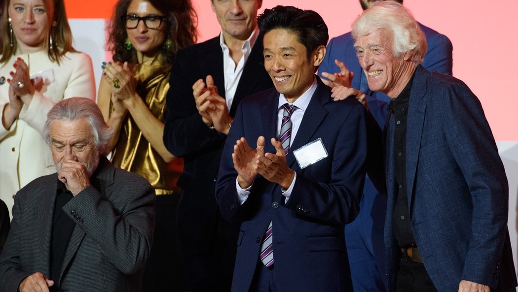 Robert De Niro, Kazu Hiro y el director de fotografía Roger Deakins