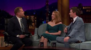 Eddie Redmayne y Jessica Chastain en 'The Late Late Show with James Corden'