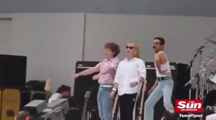 Rami Malek interpretando a Freddie Mercury en el Live Aid