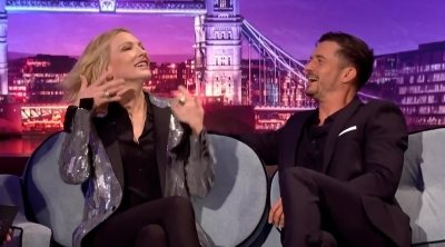 Cate Blanchett y Orlando Bloom en 'The Late Late Show with James Corden'